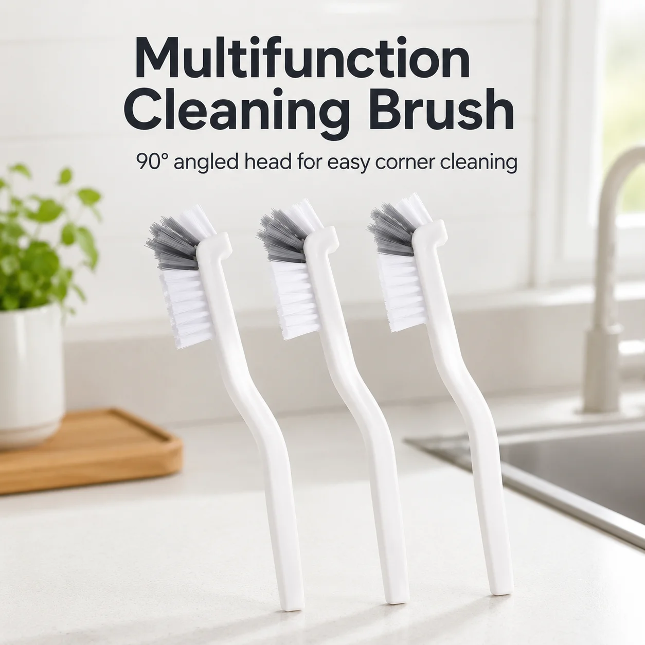 Long Handle Cleaning Brush for Blender Bottle Cup, 90° Angled Kitchen Scrub Brush, Hard Bristle Cleaner Tool for Baby Food Maker, Soy Milk Machine, Water Cup and Kitchen Appliances