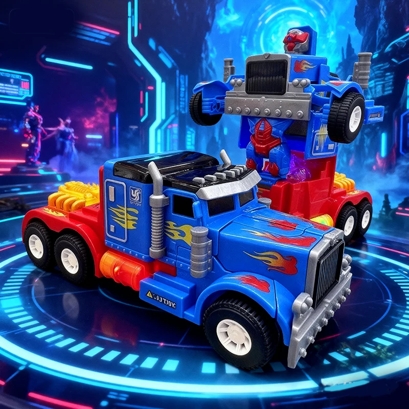 어린이용 만능 보행 장난감 트랙터 변형 로봇, 소리와 빛, 자동 변형, 아기에게 완벽한 선물