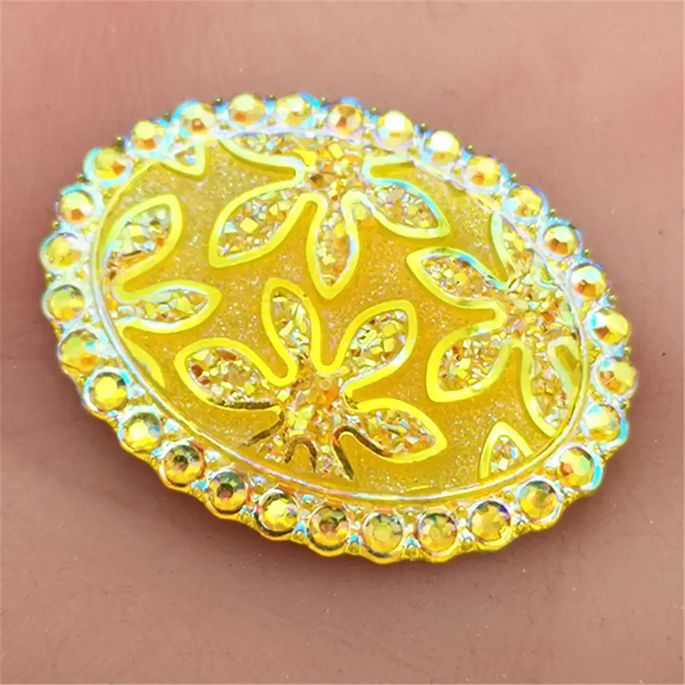 8PCS MIX 30mm*40mm AB Resin Oval flower Flatback Rhinestone Wedding Crafts DIY