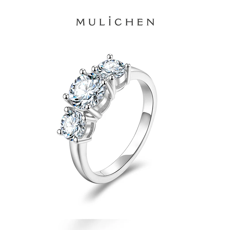

MULICHEN 100% 1CT Moissanite Wedding Band Sterling Silver Rings VVS1 Diamond Stackable Ring for Women Fine Jewelry