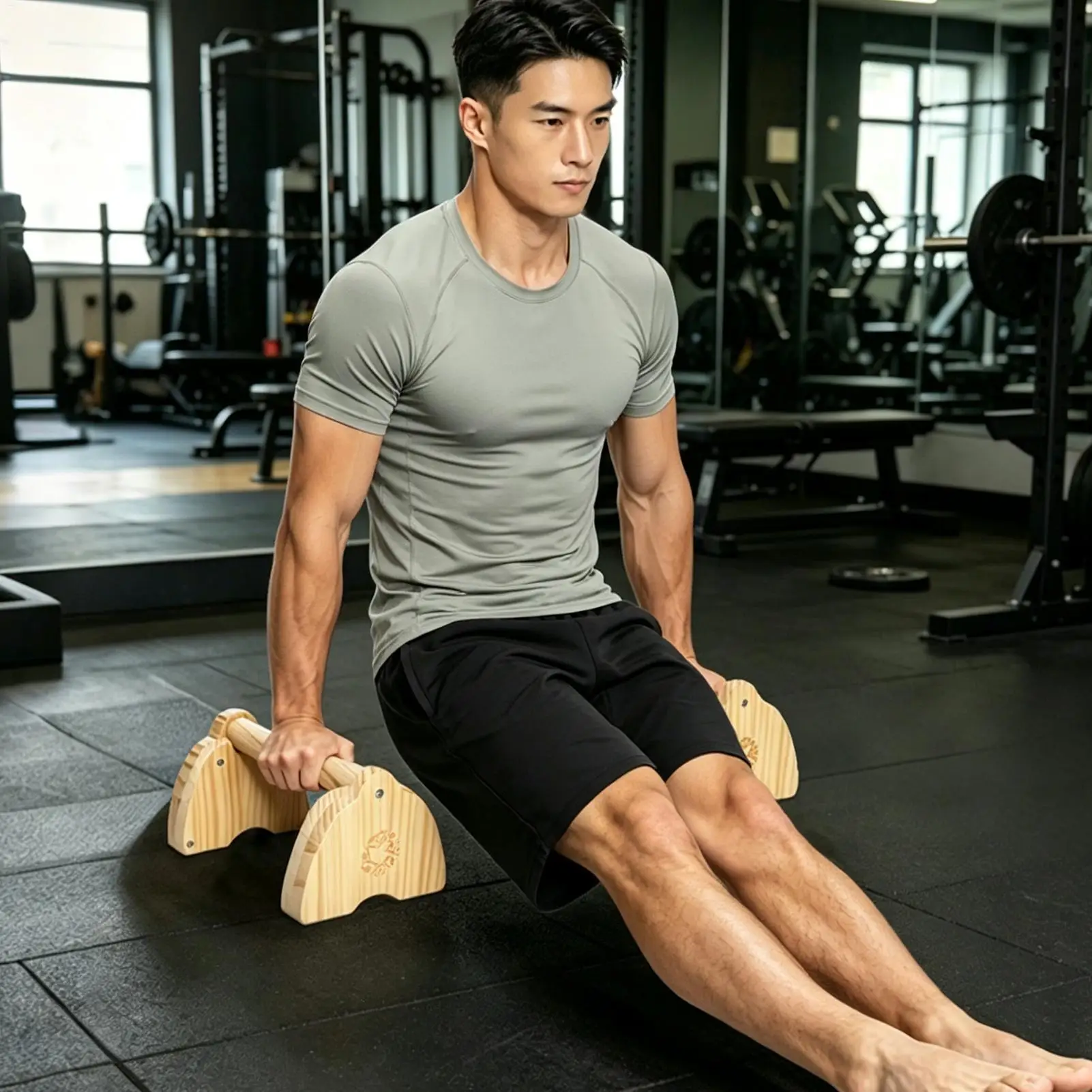 Push Up Bar Wooden Non-Slip Gymnastics Parallel Workout Equipment 2-Piece Strength Training Push Up Bar For Adults Women Men