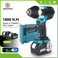 1800N.M Torque Brushless Electric Impact Wrench Cordless Wrench 1/2 inch Lithium-Ion Battery Power Tools For Makita 18V Battery