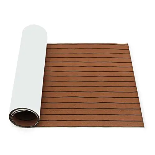 240x45cm Teak Eva Foam Boat Yacht Flooring Mat Decking Rug Self-Adhesive Pad
