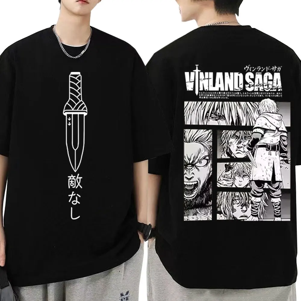 أنيمي فينلاند ساغا تي شيرت مانغا Thorfinn Karlsefni الجرافيك تي شيرت الرجال النساء الملابس عادية القطن خمر المتضخم تي شيرت