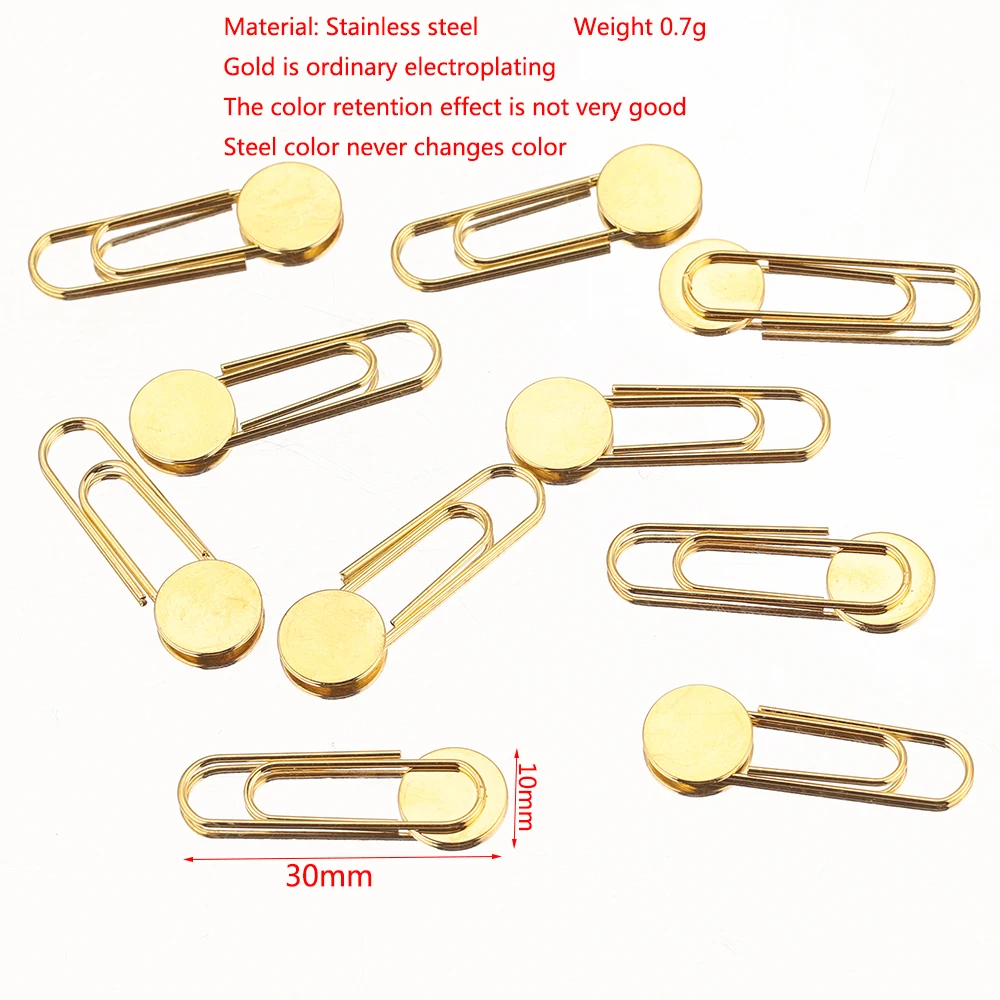 10pcs 10*30mm Gold-Plate Stainless Steel Cabochon Brooch Pins for DIY Clothes Lapel Dress Jewelry Brooches Making Wholesale