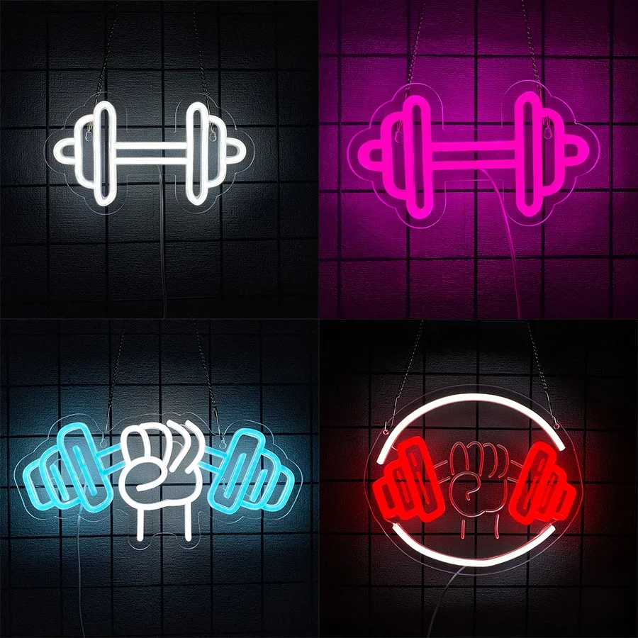 

Неоновая вывеска для спортзала, неоновая вывеска в форме гантели в форме гантели для декора фитнес-клуба, декор для спортивной комнаты для девочек-подростков и мальчиков-подростков, декор игровой комнаты