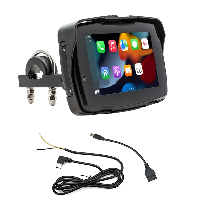 5 Inch Universal Motorcycle Player MP5 Portable Wireless Carplay High-Definition IP65 Waterproof Touch Screen