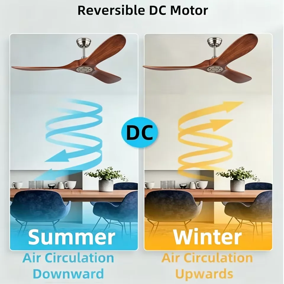 Wooden Ceiling Fan With Remote Control 42/52/60inch Modern Ceiling Fans Decorative Living Diningroom Bedroom Ceiling Fans