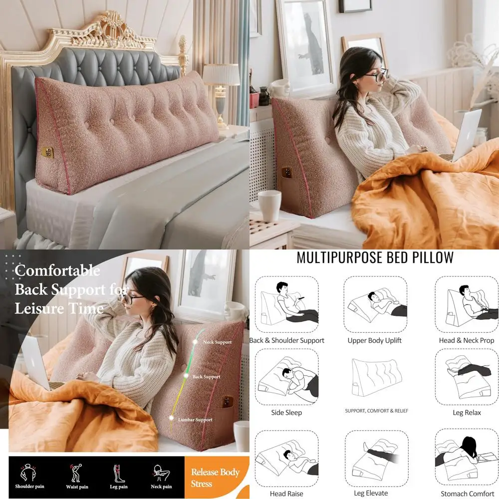 

Thickened Wedge Pillow for Bed Headboard Support Sleep Positioning Backrest Triangular Cushion for Comfortable Sleeping