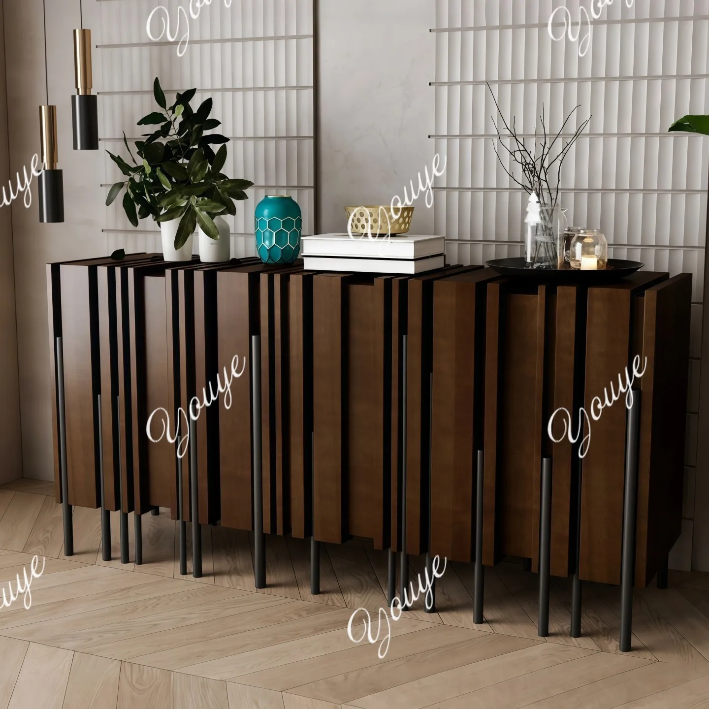 Medieval paint dining side cabinet entrance entrance living room wall locker storage decorative cabinet