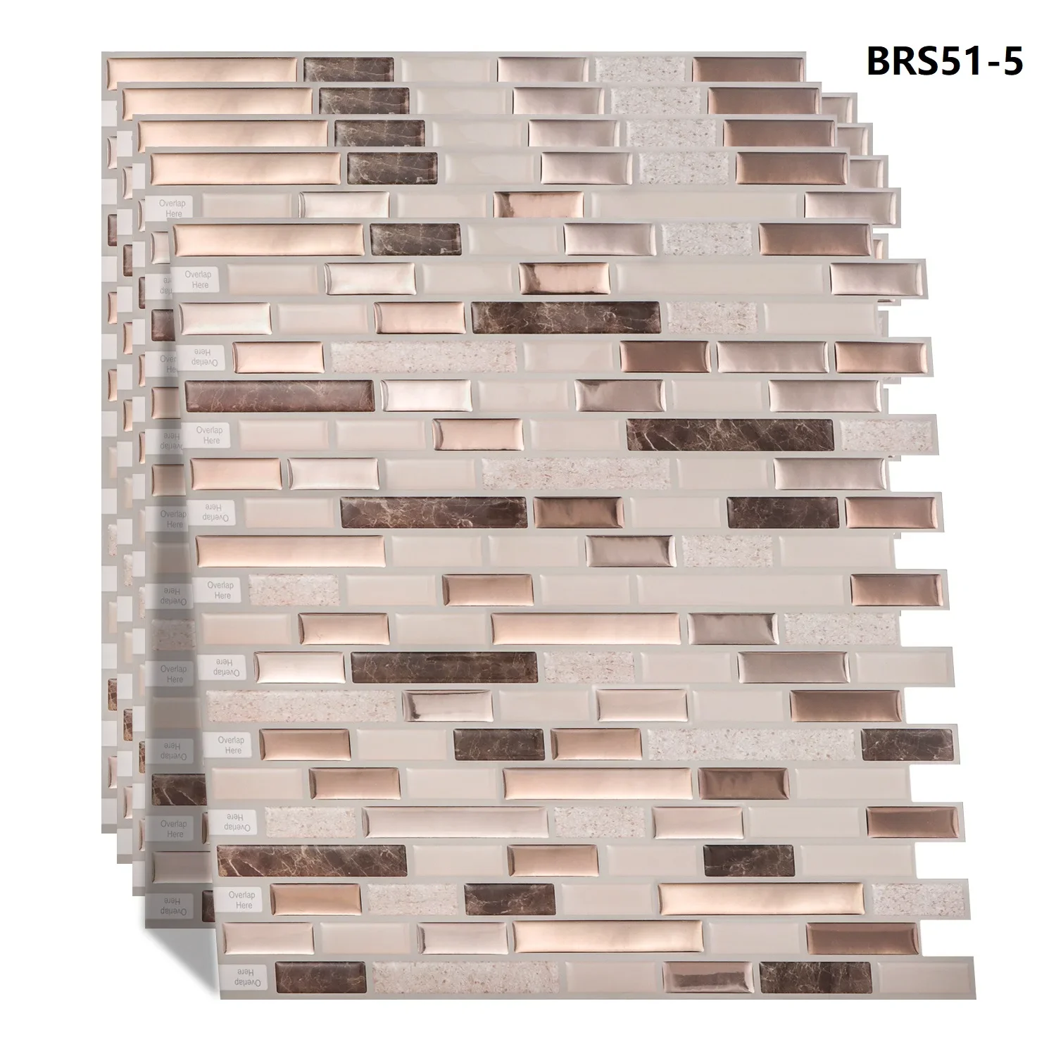 5 PCS Adhesive Wall Wallpaper Mosaic Peel and Stick Slice Tiles Wall Vinyl Waterproof Heatproof Stickers For Kitchen 12*12 Inch