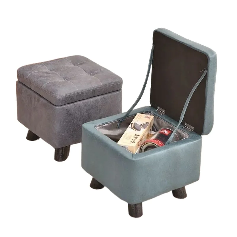 Storage Ottoman Bench for Living Room Small Footstool for Sofa Footrest Storage Box for Shoes Entryway Wooden Stool for Home