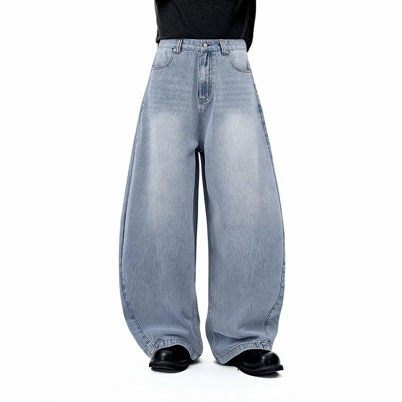

2025 Новые синие джинсы-бойфренды, свободные широкие брюки в уличном стиле для молодых мужчин