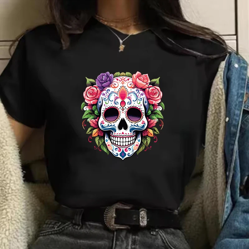 Halloween Disney Alfabet Zomer Dames Gedrukt Dames Dames Casual Tops Y2k T-shirt Skelet Cartoon Pompoen Dameskleding