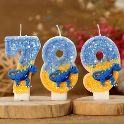 FY Boy's Digit Birthday Candles with Dragon 0-9 Number Blue Cake Decorative Kids Party Candle for Anniversary Party Wedding