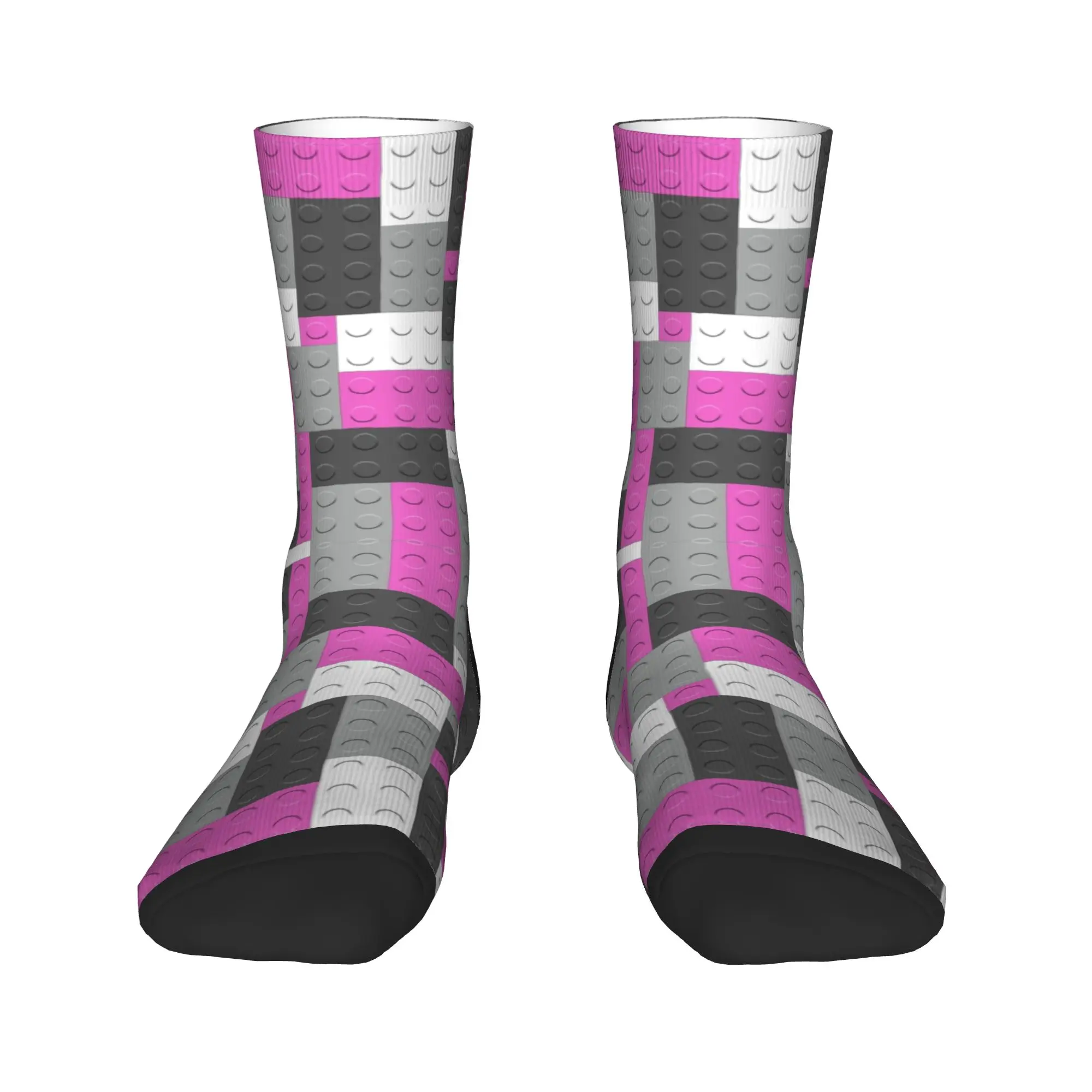 White Gray Pink Building Blocks Bricks Stockings Men Socks Medium Soft Novelty Socks Autumn Cycling Anti Sweat Design Socks Gift