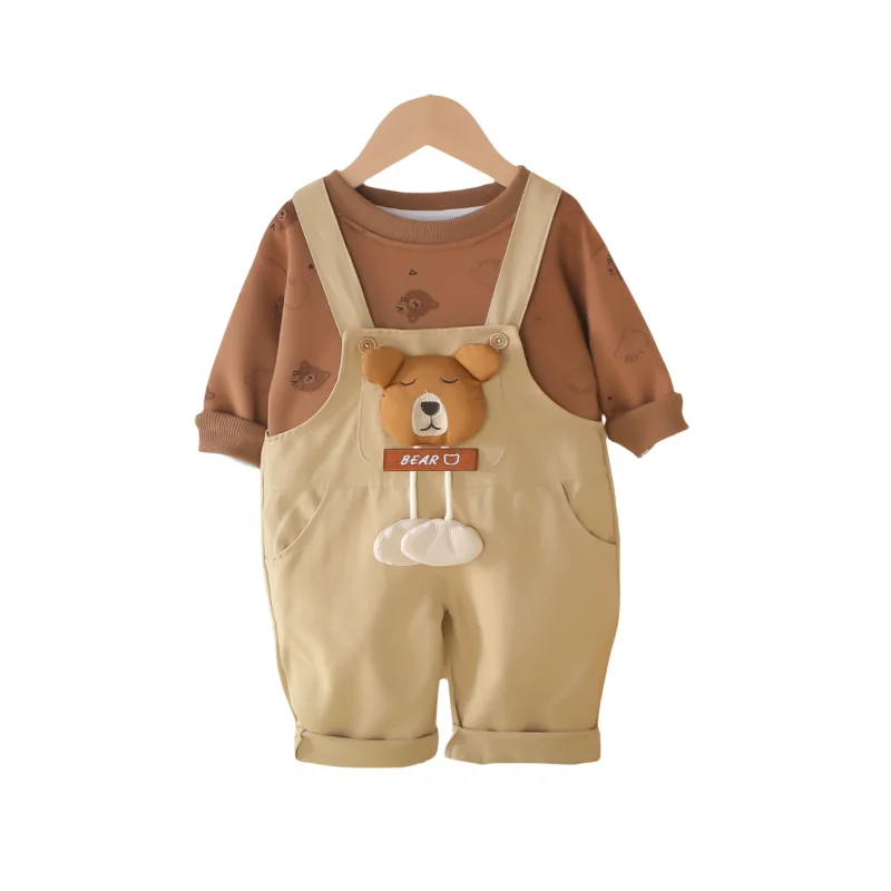 

New Spring Autumn Baby Clothes Children Boys Cartoon Long Sleeved T-Shirt Overalls 2Pcs/Sets Toddler Girls Clothing Kids Outfits