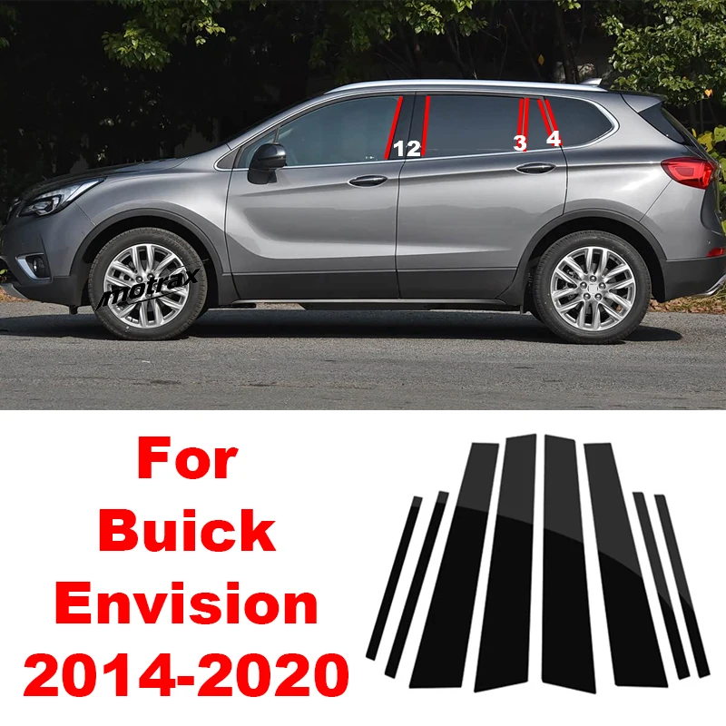 PC Glossy Black Center Pillar Decorative Stickers for Window Trim for Buick Envision 2014-2020 Exterior Accessories
