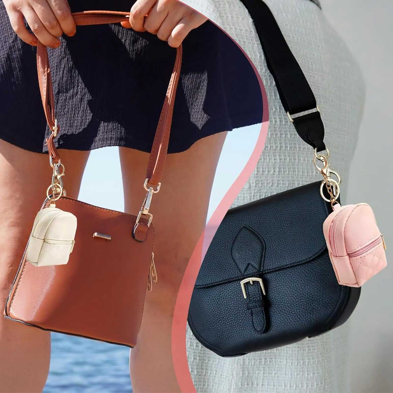 

Мини-рюкзак-брелок (2 шт.) с подвеской-кошельком, чехол для наушников, миниатюрный рюкзак-брелок для детей, женщин, девочек, для помады и косметики