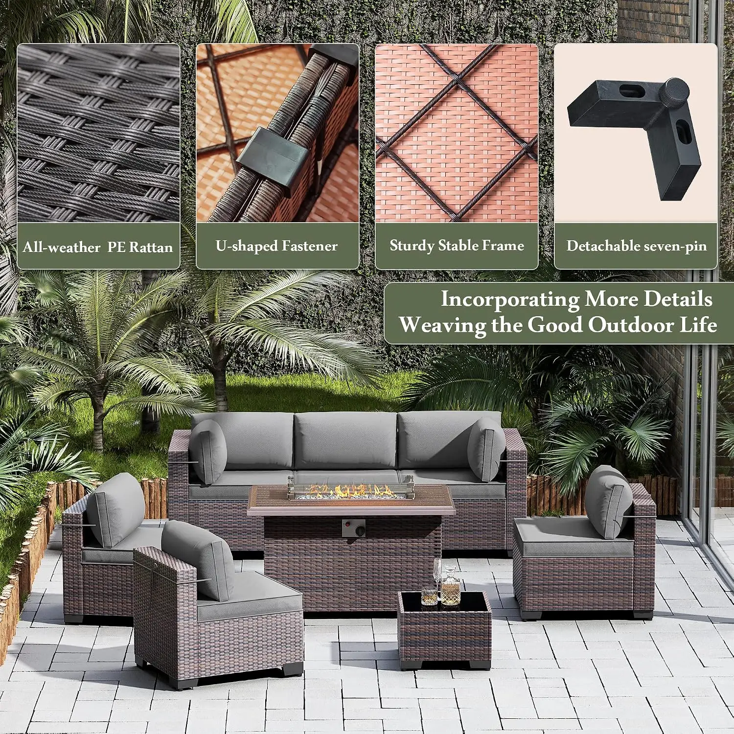 13 Pieces Outdoor Sectional Sofa with 43