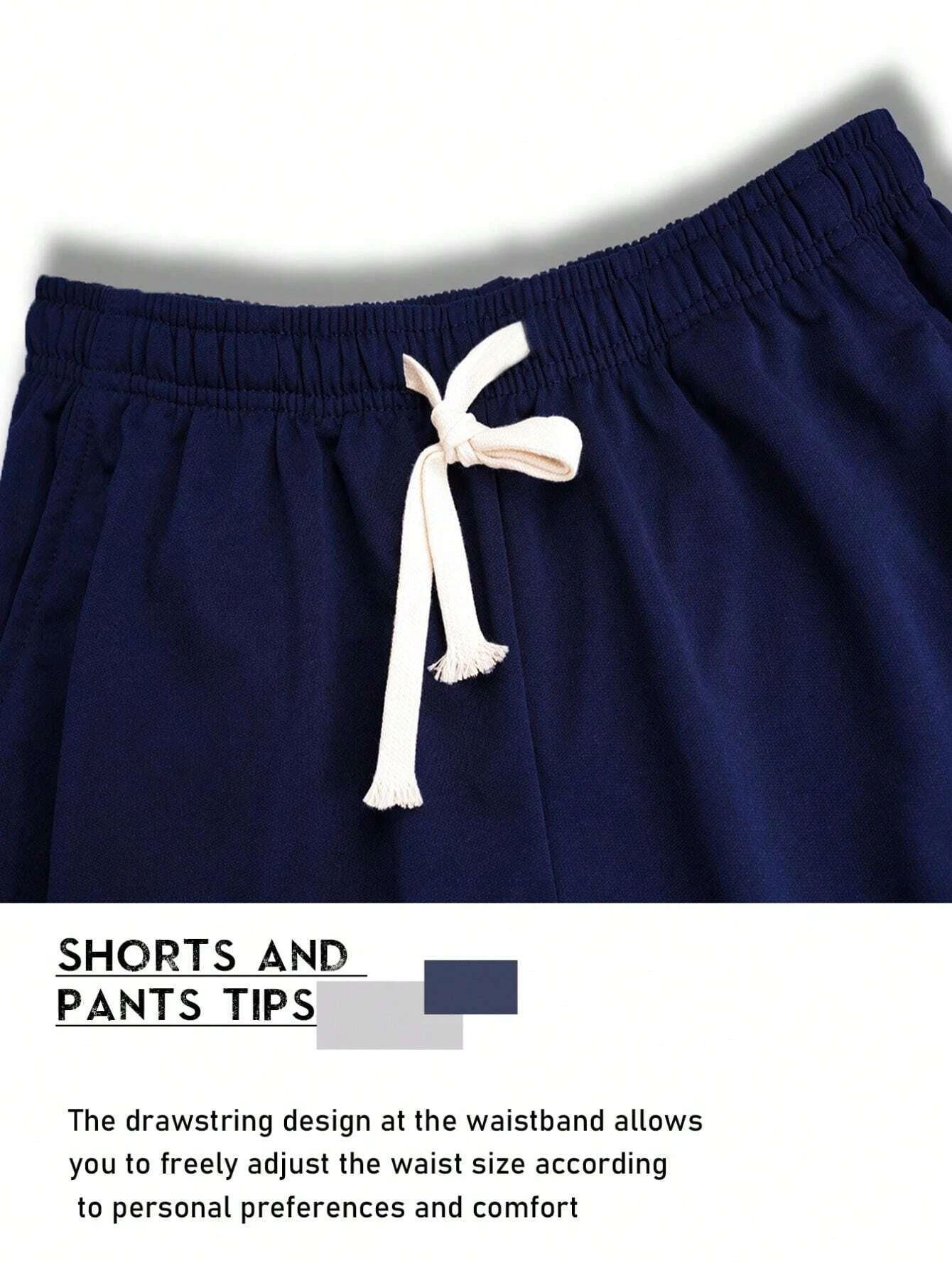 Pantaloncini fitness da esterno da uomo per tutte le stagioni, vestibilità ampia con coulisse elastica casual, pantaloncini da uomo blu navy e neri