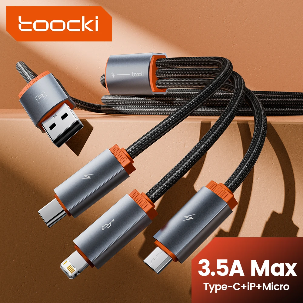 Cable USB multipuerto Toocki con carga rápida para iPhone y USB-C