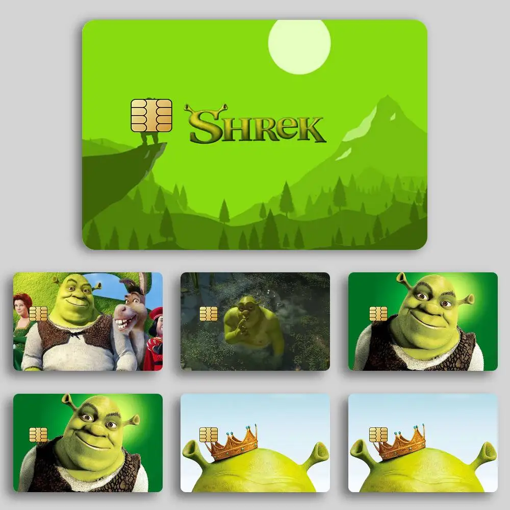 مضحك S-Shrek لطيف ملصق الائتمان الجلد غطاء بطاقة ملصقات 4 قطعة فيلم حافلة تمرير الجبهة الديكور البنك الخصم مقاوم للماء