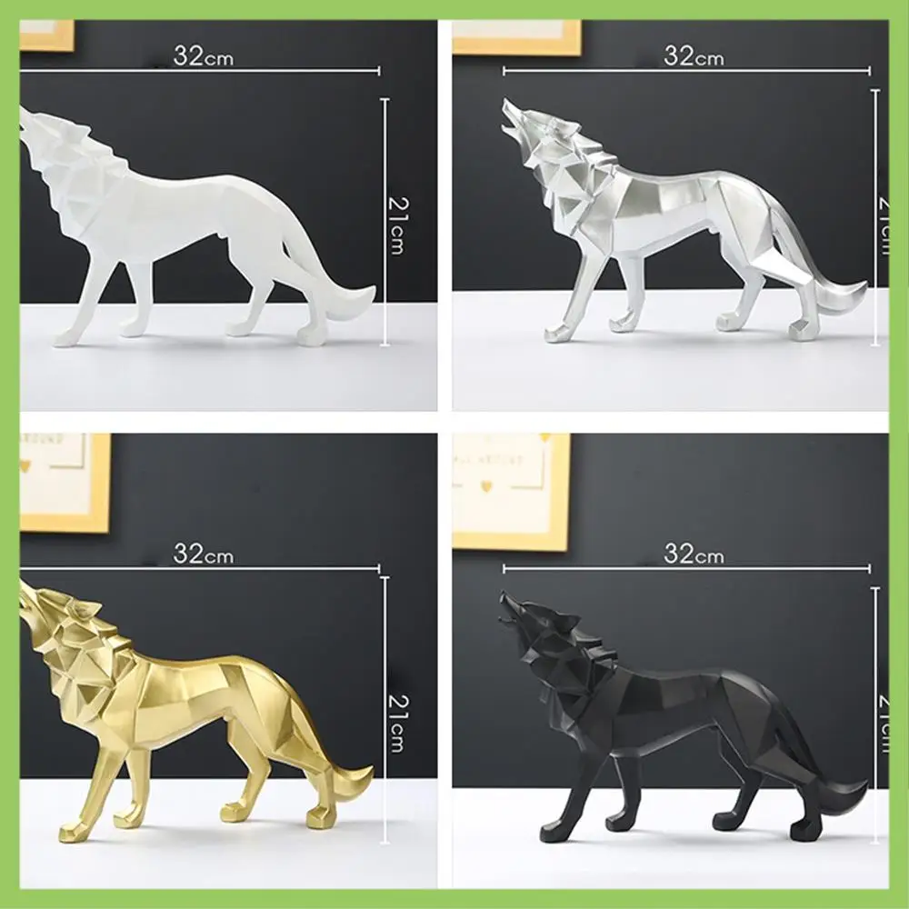 

Abstract Totem Wolf Dog Ornaments Statue Geometric Resin Ornament Decoration Accessories Gifts