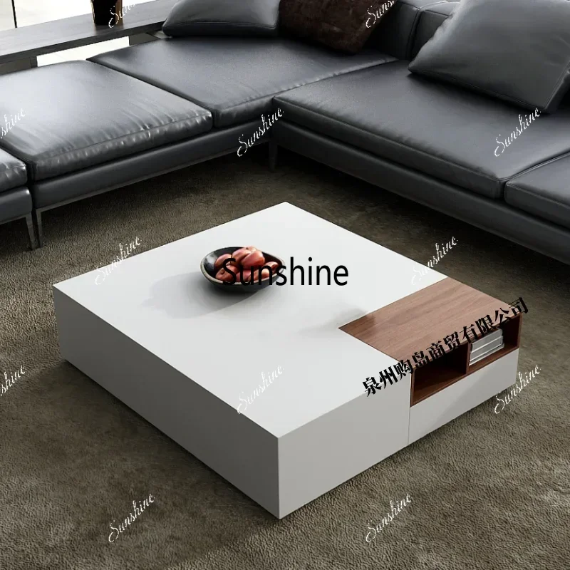 Paint Square Coffee Table Living Room TV Cabinet and Tea Table Combination Audiovisual Cabinet Tea Table Complete Set