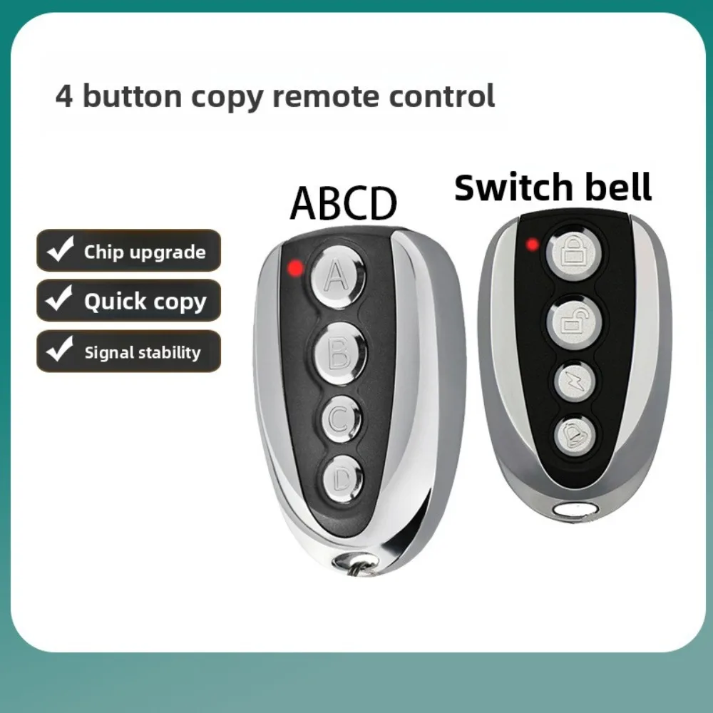 433MHz Metal 4-Button Garage Door Remote - High-Performance Cloning Universal Wireless Remote for Access Control