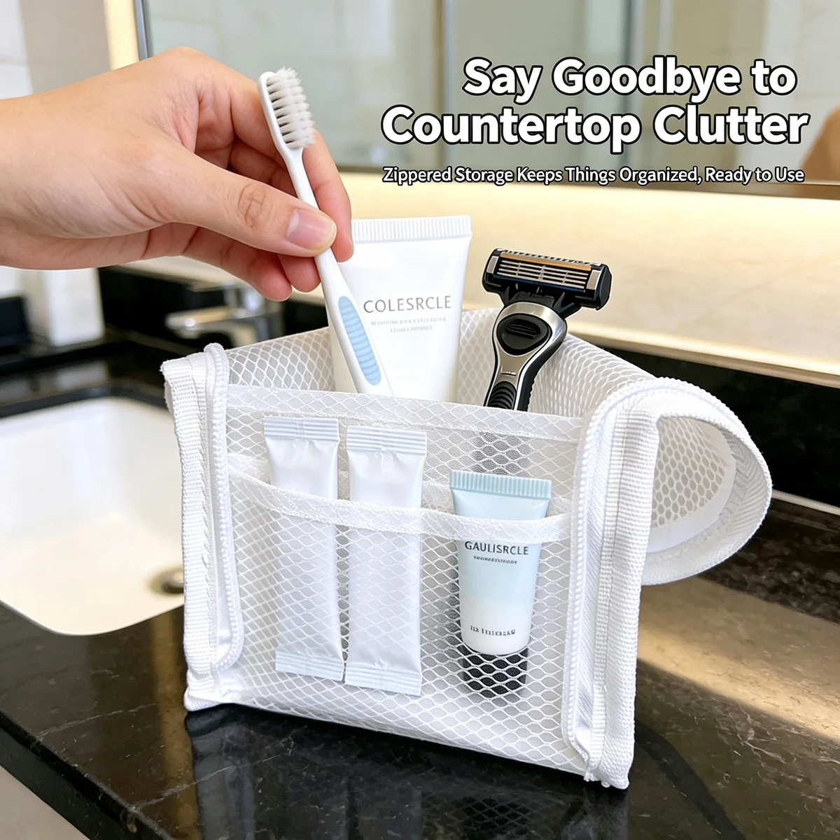 Standing Mesh Toiletry Bag Breathable Quick Dry Toothbrush Case Anti Mold Cosmetic Organizer For Travel College Dorm Gym Shower