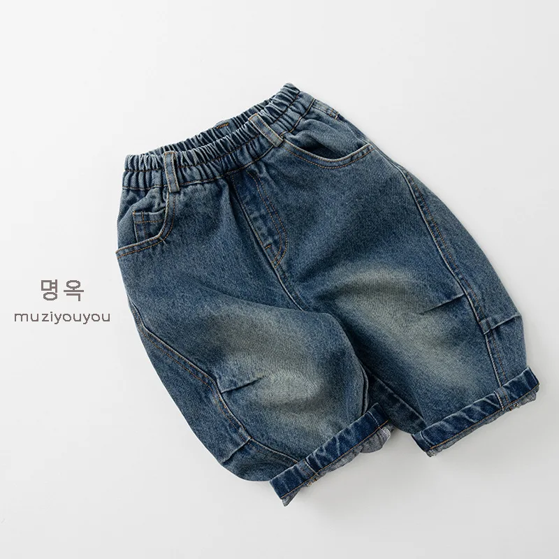 Spring denim pants for boys and girls, Japanese and Korean versions of loose casual 2026 new children's pants trend