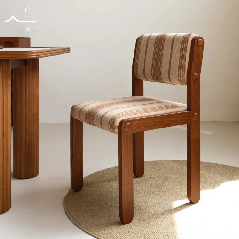 

Dining chair antique solid wood back chair household soft bag dining table chair designer original