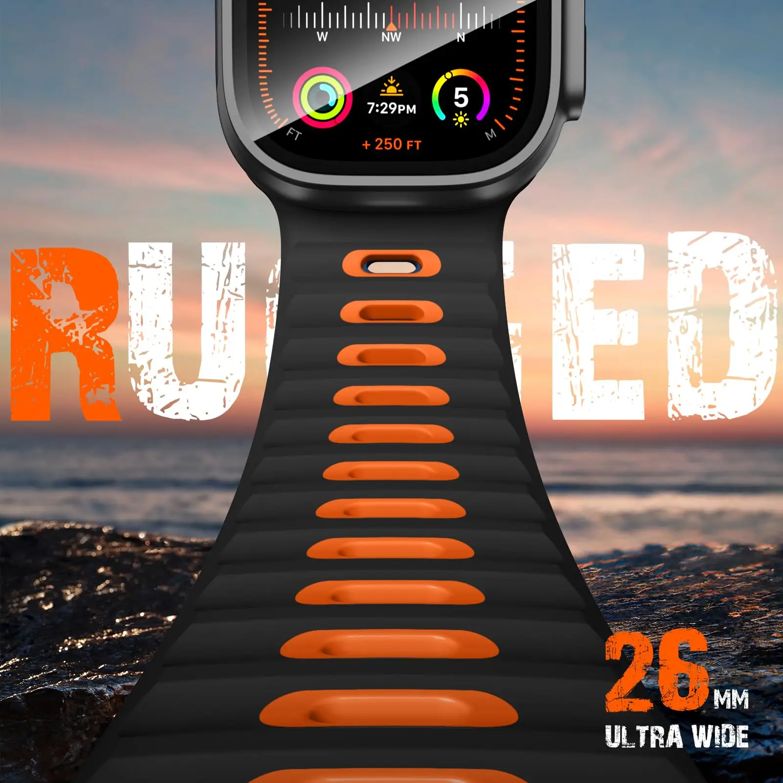 Sport Band for Apple Watch Ultra 2/Ultra/SE/10-1, 42-49mm, Waterproof Silicone Strap for Men