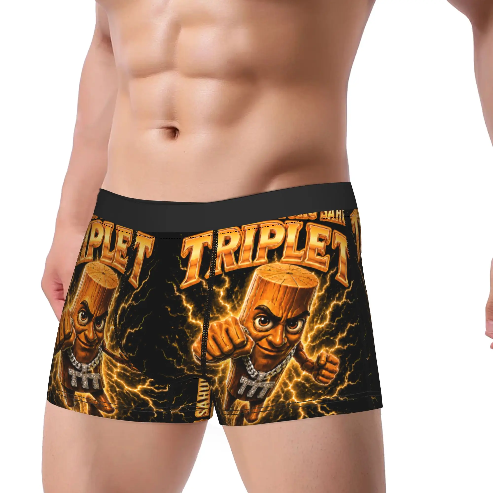 Triple T Tung Tung Tung Sahur Meme Underwear  Men's Panties Custom Breathable Boxer Shorts Quality Shorts Briefs Plus Size
