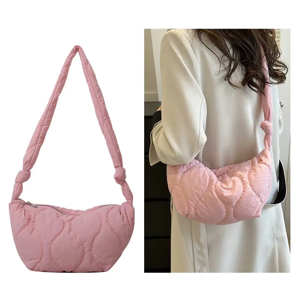 Borsa a tracolla imbottita da donna Borsa shopper con cuscino morbido Borsa a tracolla con volant Borsa tote imbottita Borse firmate a quadretti invernali