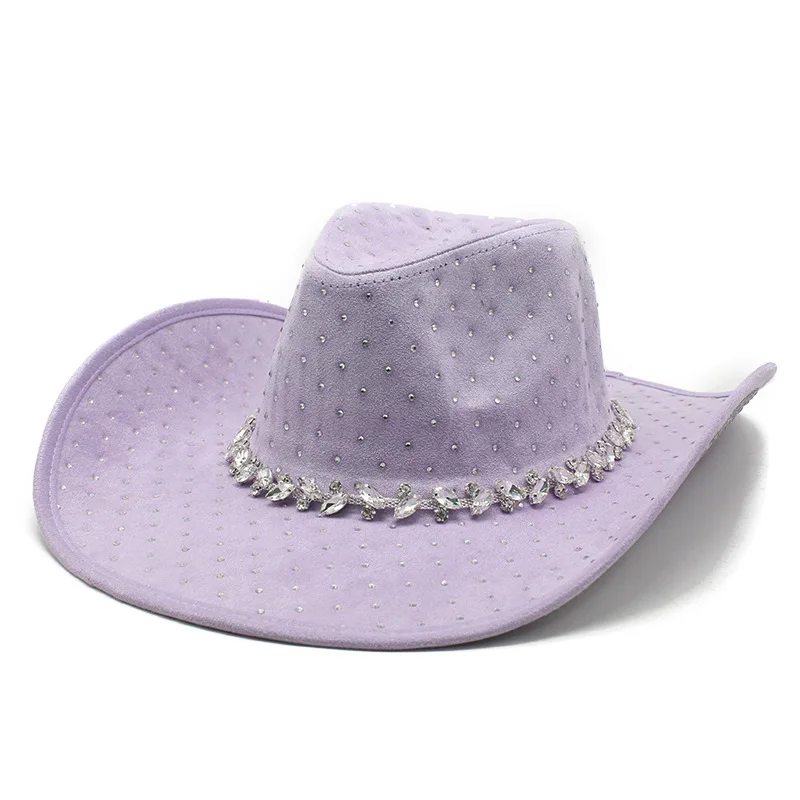 New Cross-border Amazon Hot Selling Point Diamond Denim Men's Top Hat Panama Jazz Hat With Large Brim