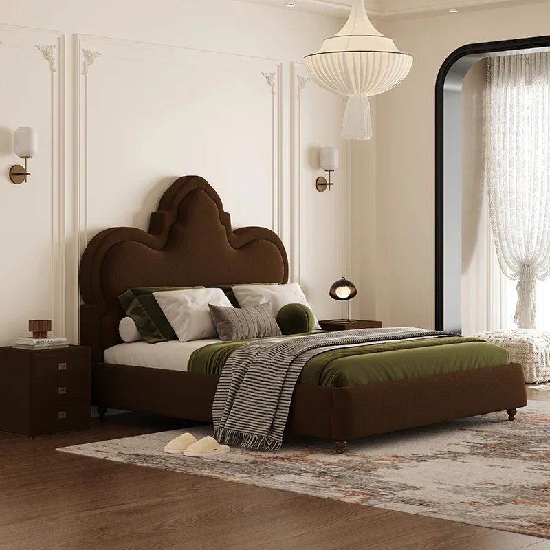 Modern minimalist master bedroom double high backrest queen bed high grade velvetFurniture supplies, furniture