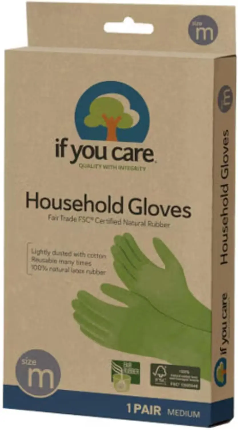 

Medium Cotton Flock Lined Household Gloves – Durable, Reusable, Fair Trade Rubber – 1 Pair