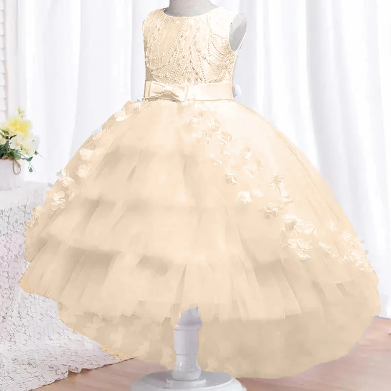Elegant Flower Trailing Girls Party Dress Christmas Costume Tulle Bow  Wedding Princess Dresses Girl Birthday Bridesmaids Evening - AliExpress 1501
