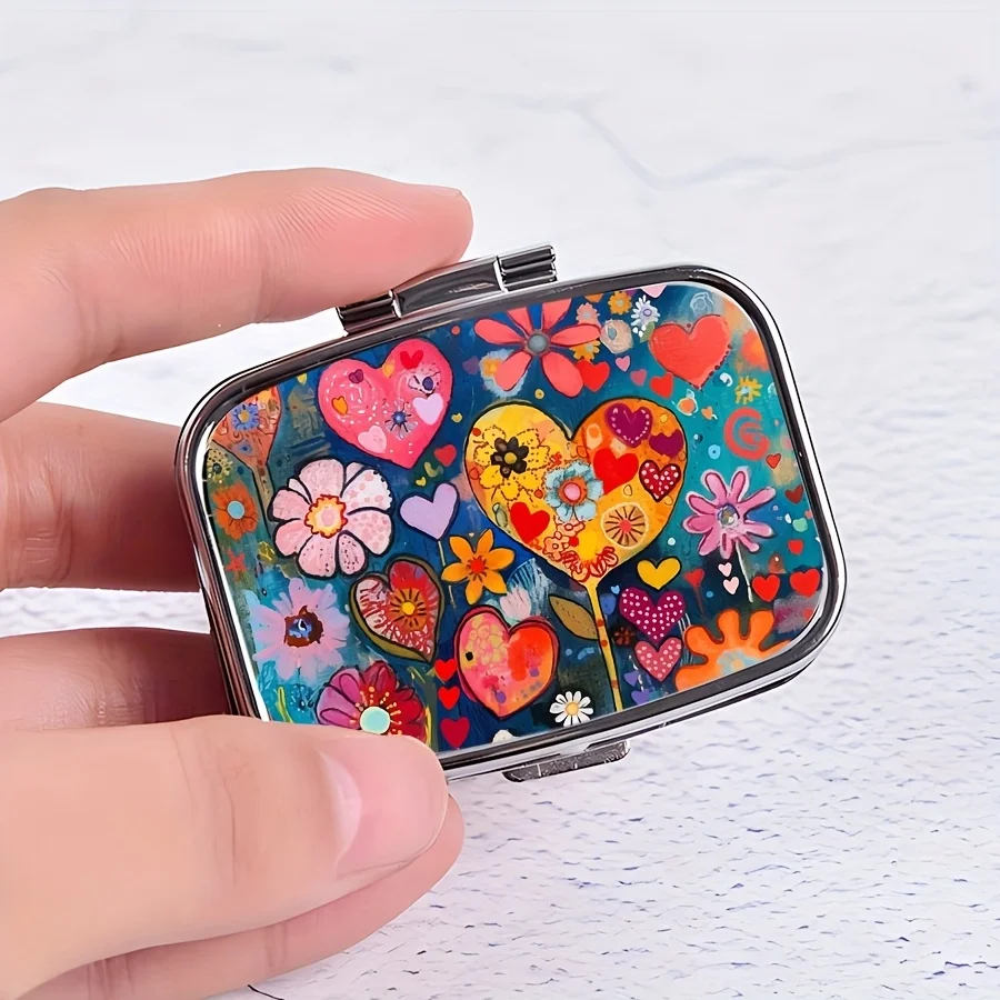 علبة حبوب على شكل طلاء زيتي، مقصورتين. #6