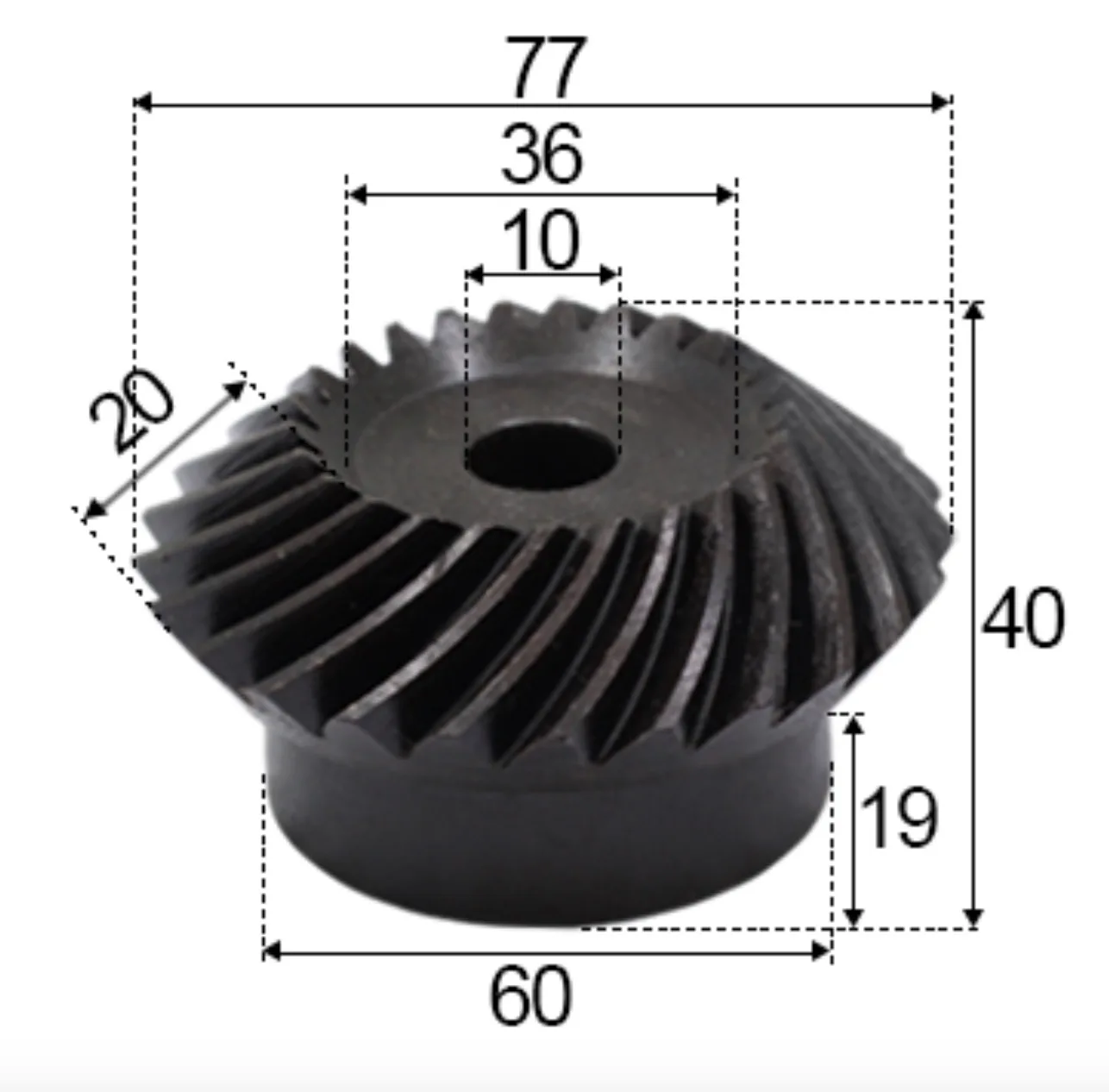 2pcs 2.5M-30Teeths Inner Hole: 10mm Center distance:61.5mm Precision Spiral Bevel Gear Spiral Bevel Gear