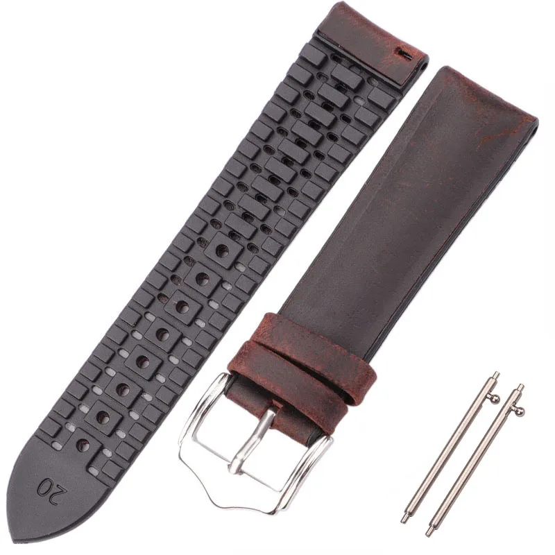 DUTRIEUX Echtes Leder Uhr Band Armband Männer Frauen 10 Farben Gummi Wasserdicht Atmungsaktiv Armband 18mm 20mm 22mm Strap zubehör 8