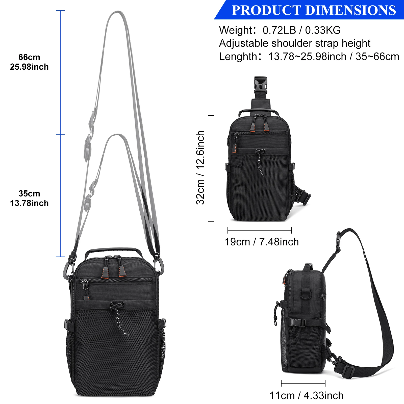 ショルダーバックパック クロスボディバッグ 男性と女性用 旅行 ハイキング チェストバッグ デイリーバックパック 大容量 調節可能なショルダーストラップ アウトドアアドベンチャーや学校に最適 学生に最適 新学期 多機能シングルショルダーバックパック 寮 学生用品 複数の持ち運び方法 アウトドア 旅行 プレッピー 仕事 ビジネス 通勤 スポーツ ブラック グリーン オレンジ