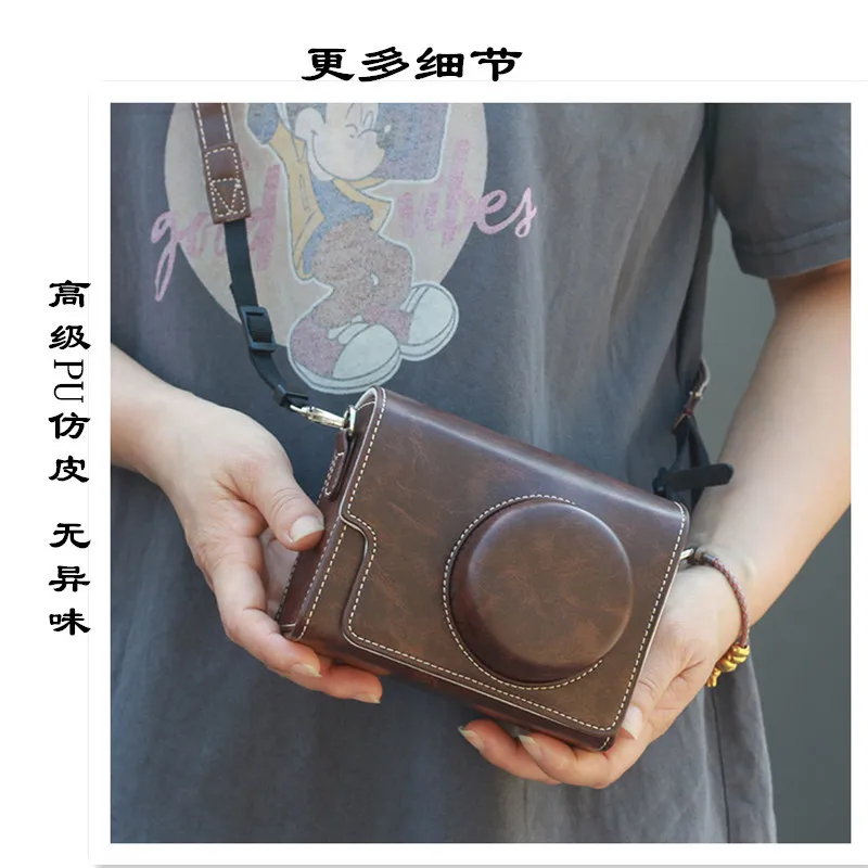 Suitable for Sony Zve10 Leather Bag A5100 Case for Canon G16V1 All Inclusive for Nikon P7800 Crossbody Camera Bag