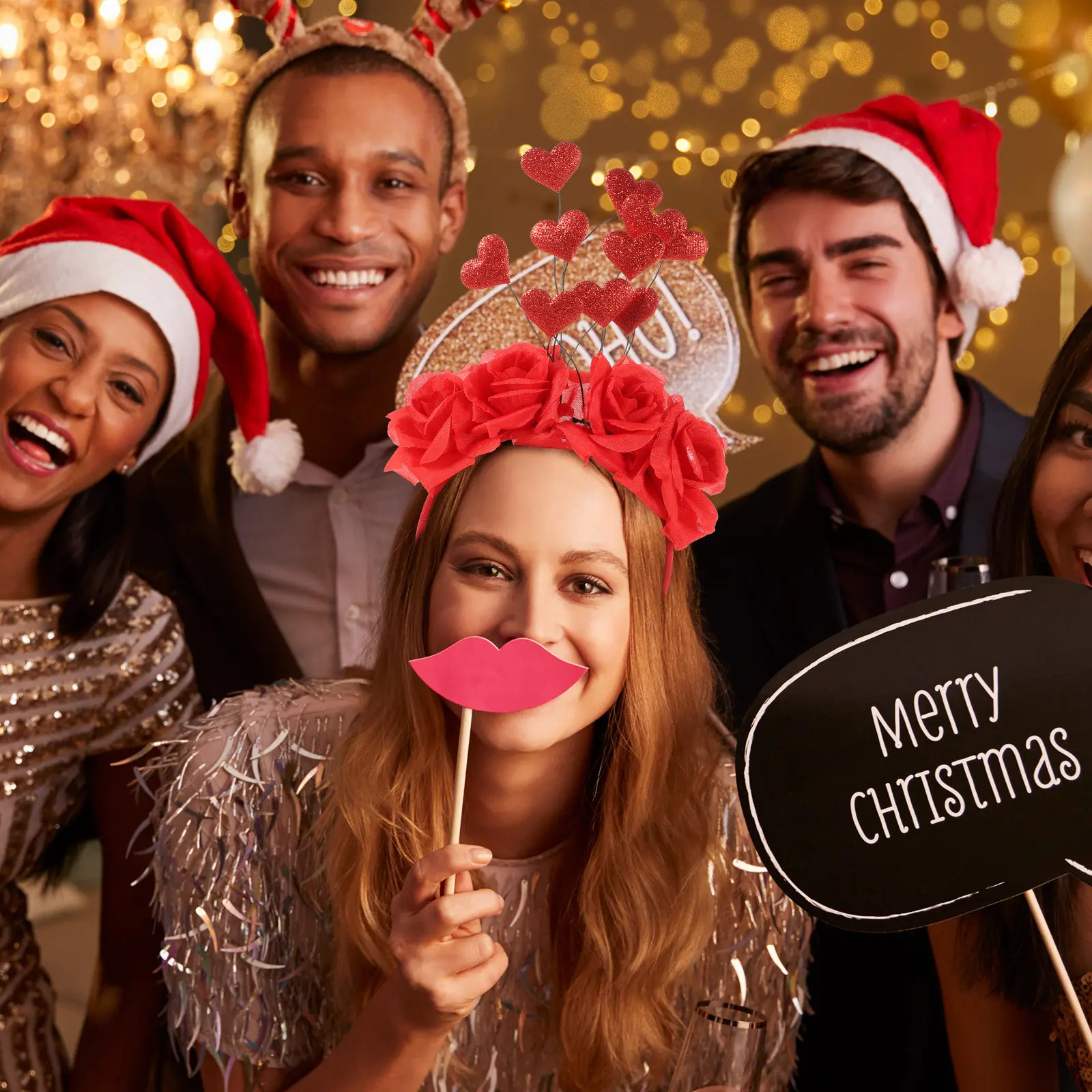 

2 шт. красные повязки на голову с цветами роз для женщин, на День святого Валентина, свадьбу, вечеринку, фестиваль, аксессуар для фотосессий, повязки для взрослых