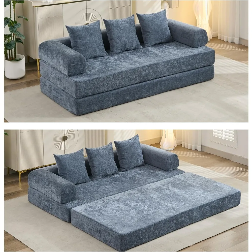 

Compression Sofa, Convertible Sofa Bed, Modular Couch with Pillow, Comfy Chenille Fabric Couch with Memory Foam, Lounge Floor So