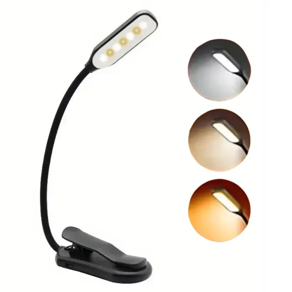 2025 New LED Reading Lamp No Harm To Eyes With Clip Piano Score Lamp Portable Three-Speed Dimming Bedside Lamp Night lighting