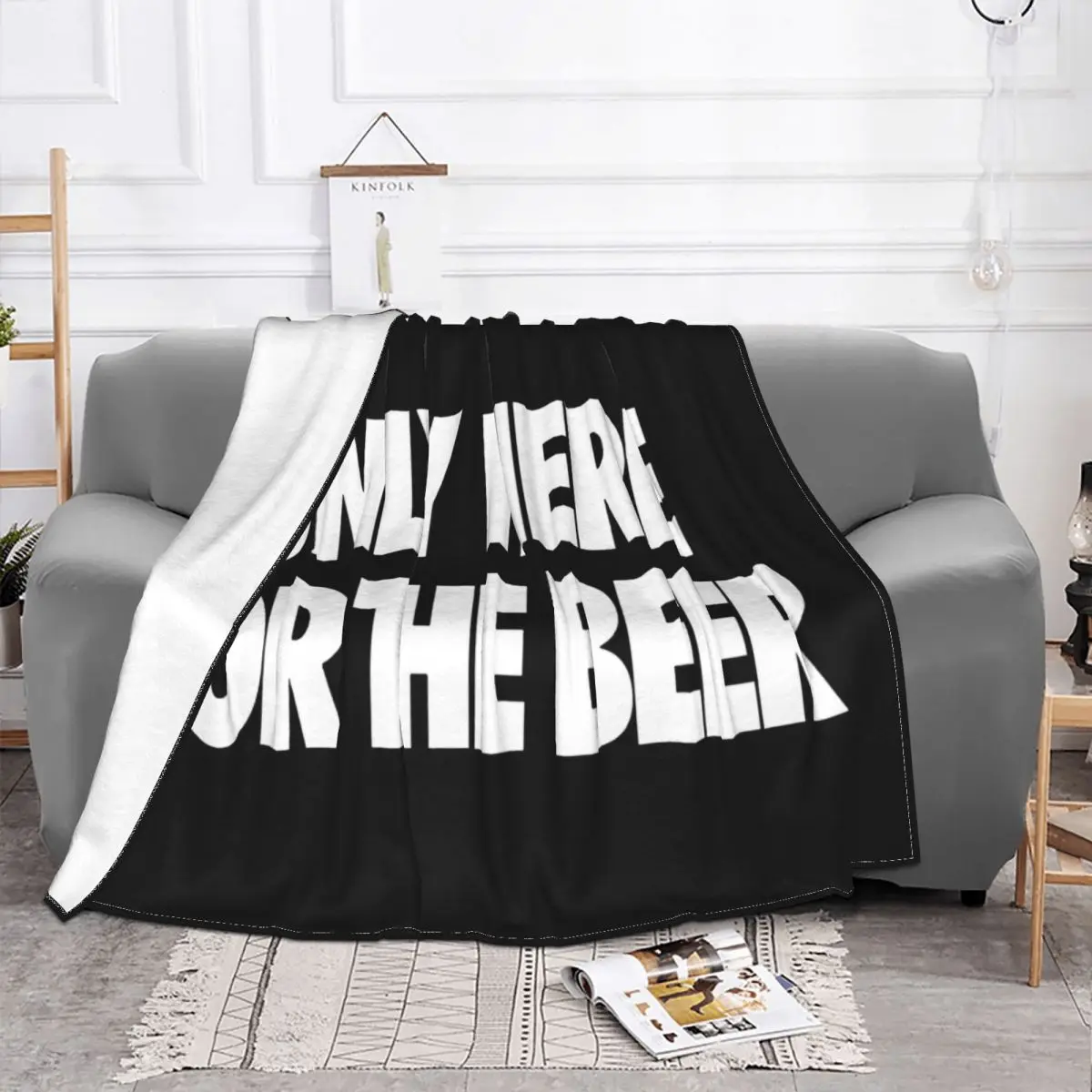 Create A Mens Here For The Beer Printed O Interested Pictures Beautiful Cartoon Character Youth Logo Throw Blanket