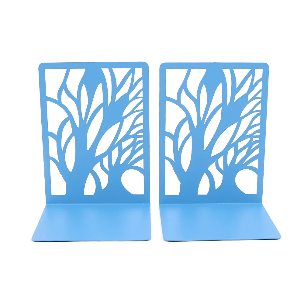 Blue Tree Shadow Bookends for Shelf Decor Simple Trendy Books Stand Support Supplies Gifts